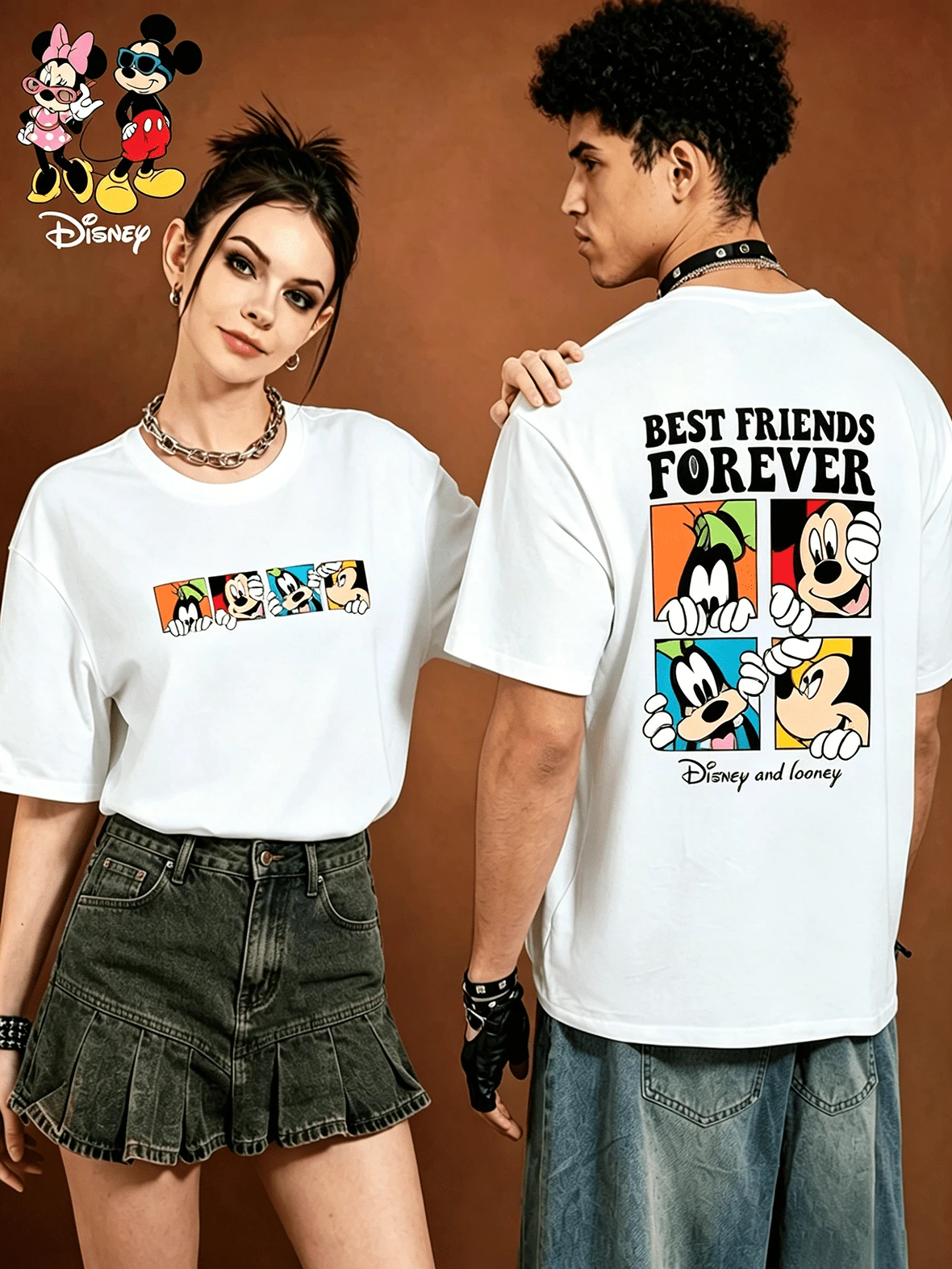 Disney Mickey Mouse Family "Best Friends Forever" Y2K Print T-Shirt For Women - Casual Print, Perfect For Holiday Gifts. (Disney T-Shirt/Teen Girl Clothes/Tween Girl Clothes/Baby Tees For Women/Girls Clothes/Toddler Girls Clothes) - trắng - Xem 1