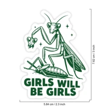 1PC Praying Mantis Vinyl Sticker, Waterproof Green Line Art Insect Decal With Botanical Nature Illustration Style For Insect Lover, Laptop, Water Bottle, Notebook, Journal, Phone Case, Luggage Decor - S2065 - View 2