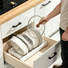 Giá treo nồi có thể kéo dài, kệ đựng đồ nhà bếp, giá treo nồi gắn tủ, giá treo nồi dưới bồn rửa, giá sắp xếp nồi chảo có thể điều chỉnh. - trắng - Xem 3