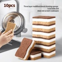 Bộ 5/10/20/40 miếng bọt biển tảo biển 3 lớp, bọt biển rửa chén, bọt biển nhà bếp cao cấp, bọt biển lau chùi bền bỉ không làm trầy xước, siêu thấm hút, dụng cụ vệ sinh, khăn lau, bàn chải vệ sinh nhà bếp. - Nhiều màu - Xem 13