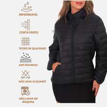 Women's Puffer Jacket Nylon Women's Winter Basic Black Waterproof Coat - National Shipping - 藏蓝色 - 查看 9