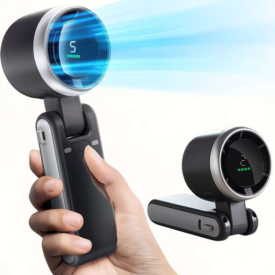 Ventilador Turbo Plegable Portátil de Mano 3 en 1, Enfriamiento de Alta Velocidad, Batería de Litio de 1200mAh, Batería Recargable, Ventilador de Cuello de Larga Duración, Accesorio de Enfriamiento de Verano
