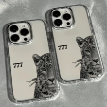 Fierce Animals 1件装金属透明极简镜头保护防摔幸运豹777手机壳，可个性化定制，兼容 16 Pro Max、17/16/15/14 Plus/13/12/11、Air - 彩色 - 查看 3