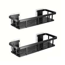 1/2pcs Wall-Mounted Bathroom Shelf, Thick & Large Capacity, Durable Plastic Material, No Drilling Installation, Adhesive Bathroom Organizer Rack, Hanging Storage Shelf For Bathroom & Kitchen, Space-Saving, Easy To Install, Suitable For Storing Toiletries, Cosmetics And Daily Necessities, Applicable To Toilet, Bathroom, Vanity, Shower Area - Multicolor - View 14