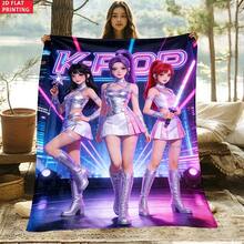1 chiếc chăn in hình nhóm nhạc nữ K-Pop, mềm mại và thân thiện với da, nhẹ, thích hợp dùng cho giường ngủ, dã ngoại, ô tô, cắm trại. - Nhiều màu - Xem 4