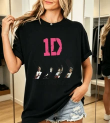 One DirectionDirection Loose-Fitting 100% Cotton T-Shirt With Vintage Band Logo For Fans - Black - View 7