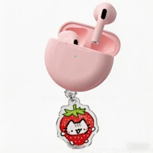 1 pieza Lindo enchufe antipolvo de tipo C con forma de gato para auriculares Bluetooth, 2 en 1 llavero/colgante de acrílico con diseños de fresa, arándano, gato, abeja y lunares, compatible con puertos de carga tipo C de JBLs T280TWS X3, Samsungs Buds4, Apples, Xiaomis Buds 6, iPhones 15 16 y teléfonos Android, protector antipolvo y pelusas - Ver 3