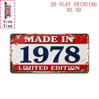 Dekorasi Dinding Cetak Datar 2D, 1 Buah, Tanda Aluminium Vintage "1978 LIMITED EDITION" (11,8"X5,9"), Seni Dinding, Cocok untuk Dekorasi Rumah Retro, Dapat Digunakan untuk Pintu Masuk, Kafe, Bar, Garasi, Dekorasi Garasi, Dekorasi Kamar, Dekorasi Kantor, Hadiah Ulang Tahun, Hadiah, Dekorasi Studio