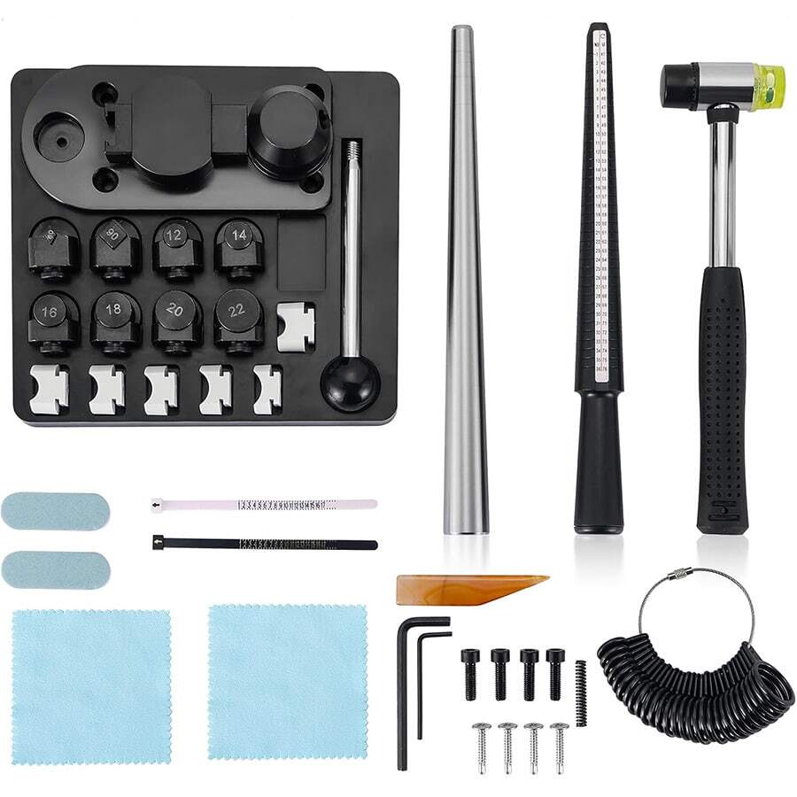 KLONKEE Multifunctional Ring Bender Kit With Nylon Molds, Ring Reshaping Tools, 4-In-1 Ring Sizer And Jewelry Polishing Cloth, Jewelry Making Supplies