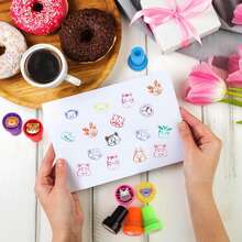 24 PiecesAnimal Print Stamp, Mini Colorful Self Inking Jungle Animal Stamps Party Favors Assorted Stamp Set For Classroom Party Educational Learning Activities Supplies - Multiple Styles - View 3