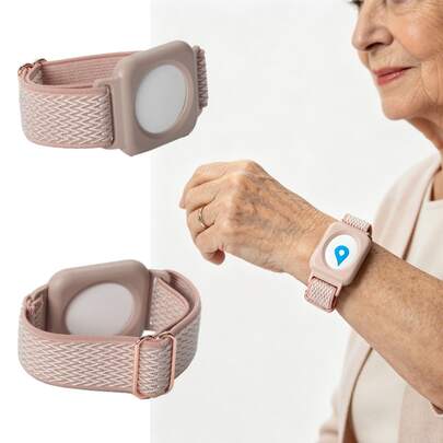 1 pieza Funda protectora compatible con Apple Airtag con pulseras, correa elástica de nailon con funda compatible con Airtags, funda para rastreador GPS Airtag anti-pérdida con correa de reloj ajustable