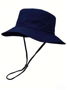 1 pieza Sombrero de cubo con cordón de unicolor unisex, sombrero de sol ligero y de moda para viajes al aire libre, senderismo y uso casual, adecuado para todas las edades, con protección UV para el verano - Multicolor - Ver 15