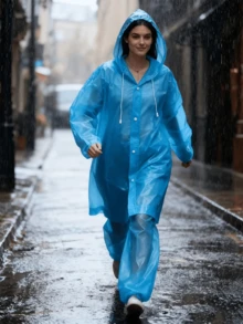 1pc Set Raincoat + Pants Unisex Raincoat And Single Piece Full Body Raincoat. Reusable. Extra Long And Extra Large, Lightweight Material. Suitable For Outdoor Leisure, Hiking, Cycling And Outdoor Activities, Portable Use, Multiple Colors Available - Women's Raincoat - View 6