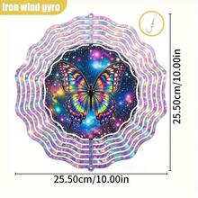 1件3D“宇宙中翩翩起舞的彩色蝴蝶”装饰艺术品,10英寸*10英寸,带旋转挂钩,360° DIY创意风力驱动动态家居花园装饰(不含吊坠),款式随机 - 多色 - 查看 9