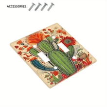 1pc 1-Gang/2-Gang Decorative Power Socket Plate With Succulent Cactus Floral Design, Wall-Mounted Light Switch Socket Cover Suitable For Rustic Bedroom Decor - Multicolor - View 9