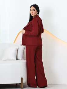 Tailored Formal Suit: Blazer And Trousers - Redwood - View 1