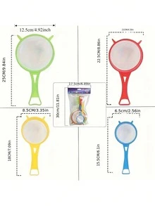 Multi-Function Handled Strainer - Colorful Kitchen Strainer, Suitable For Tea, Juice, Soy Milk - Durable Plastic Design, Ergonomic Handle And Fine Mesh Filter - Space-Saving Kitchen Tool, Tea Infuser, Baking Sieve, Compact Design, Lightweight Strainer - Multicolor - View 3