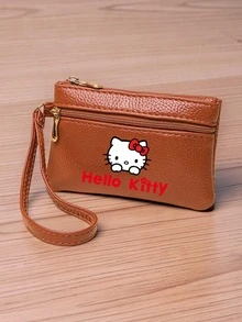 SANRIO 1 Buah Dompet Koin Mini Hello Kitty dengan Tali Pergelangan Tangan, Dompet Tempat Kartu dengan Resleting, Kantong Uang Receh Kulit PU Kecil untuk Penggunaan Sehari-hari Wanita - MultiWarna - View 6