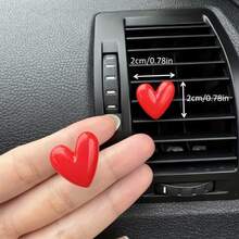 6pcs/12pcs Solid Color Heart Shaped Car Air Vent Clip Decorations, DIY Resin Jelly Heart V-Shape Car Vent Decor, Car Interior Accessories, Party & Holiday Gifts, No Perfume - A - View 3