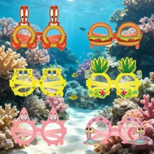 SpongeBob SquarePants Juego de 12 piezas de gafas de papel cuadradas para fiesta, accesorios de fotos con pulpo lindo y dibujos animados, accesorios de máscara de gafas de disfraz de cumpleaños, regreso a la escuela, decoración de fiesta de Halloween y Navidad, regalos - Multicolor - Ver 8