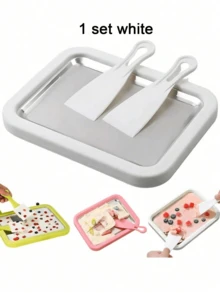 1 máy làm kem tươi màu hồng/trắng, máy làm sữa chua đông lạnh mini không cần điện, khay làm kem chiên tự làm, dụng cụ làm món tráng miệng mùa hè cho trẻ em, quà tặng thiết thực cho kỳ nghỉ. - Nhiều màu - Xem 13