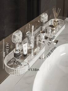 1pc Faucet Organizer Rack, Transparent Black Wall-Mounted With Accessories, Minimalist & Stylish, Spacious, Suitable For Bathroom/Kitchen To Store Toiletries, Cosmetics And Kitchen Condiments - Multicolor - View 7