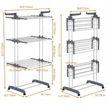 Tendedero de ropa, 4 Niveles Tendederos Plegables Vertical con Ruedas Amplio Espacio de Secado Tendederos, Acero Inoxidable Tendal para Exterior y Interiores - Stendibiancheria - 4 pezzi - grigio - Visualizzare 2