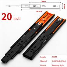 2 piezas Rieles de cajón metálicos amortiguados de 12-20 pulgadas de ancho de pista de 45 mm, rieles de deslizamiento de tres secciones silenciosos, accesorios de hardware de muebles - 20 pulgadas - Ver 2