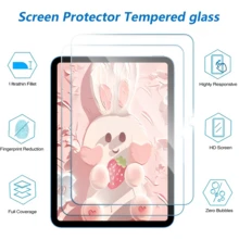 适用于 iPad 第十代 10.9 英寸（2022 年款）的 2 片装屏幕保护膜，兼容面容 ID 和 Apple Pencil，超硬钢化玻璃膜，防刮花，无气泡，高清，防爆，防指纹，适用于 Apple Mini/Air/Pro 平板电脑，防水，防震，防摔，全覆盖 - 無色 - 查看 6