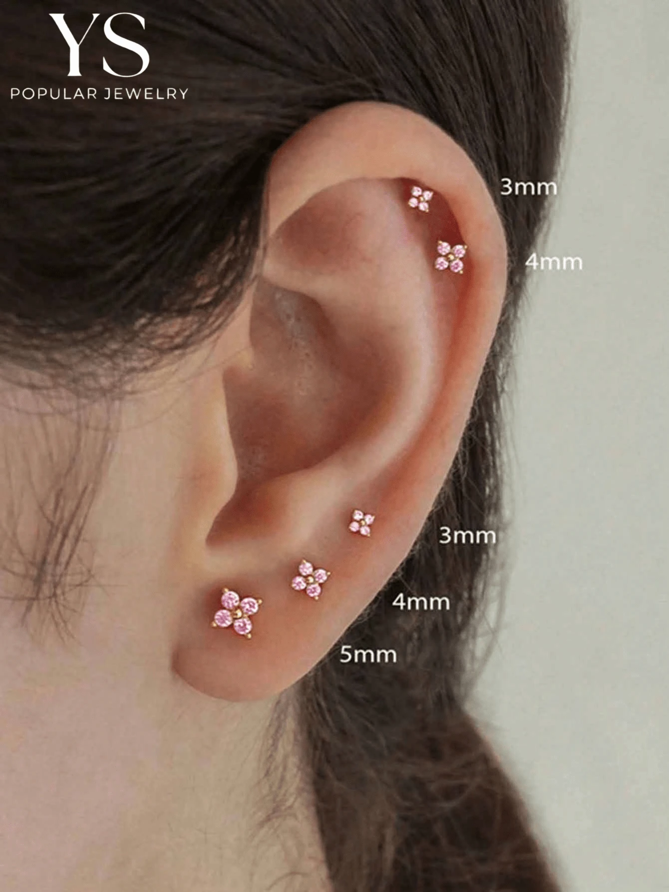 3 Pairs Of Pink Rhinestone Fashionable Ear Studs, High-Quality Elegant Earrings, Suitable For Multiple Ear Piercings Layering And Matching, Jewelry Accessories For All Seasons