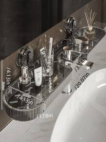 1pc Faucet Organizer Rack, Transparent Black Wall-Mounted With Accessories, Minimalist & Stylish, Spacious, Suitable For Bathroom/Kitchen To Store Toiletries, Cosmetics And Kitchen Condiments - Multicolor - View 11