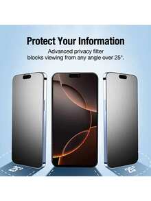 4片装磨砂防窥陶瓷软膜，适用于 17 Pro Max/17/16 Pro Max/16 Pro/16 Plus/16/15 Pro Max/14 Pro Max/6-17全系列，防指纹、防刮花、防窥视，易于贴合，智能手机隐私保护膜 - 黑色 - 查看 7