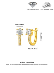 Bông tai bạc 925 đính đá Zirconia bốn chấu, kiểu dáng sang trọng Pháp, thích hợp làm quà cưới/quà Valentine. - vàng - Xem 3