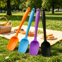 2/4 Pcs Small Silicone Spatula Spoon Heat Resistant Non Scratch Flexible Kitchen Scraper For Baking Cooking Nonstick Pan 4 Colors - View 1