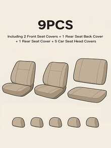 9pcs(5 Seats) Universal Car Seat Covers, Hexagonal Quilted Mesh Fabric, Soft Sponge Padding, Airbag Compatible, Durable Polyester Material, Car Seat Protector, Suitable For Sedan, SUV, Truck And Other Car Models, Interior Accessories - A - View 10