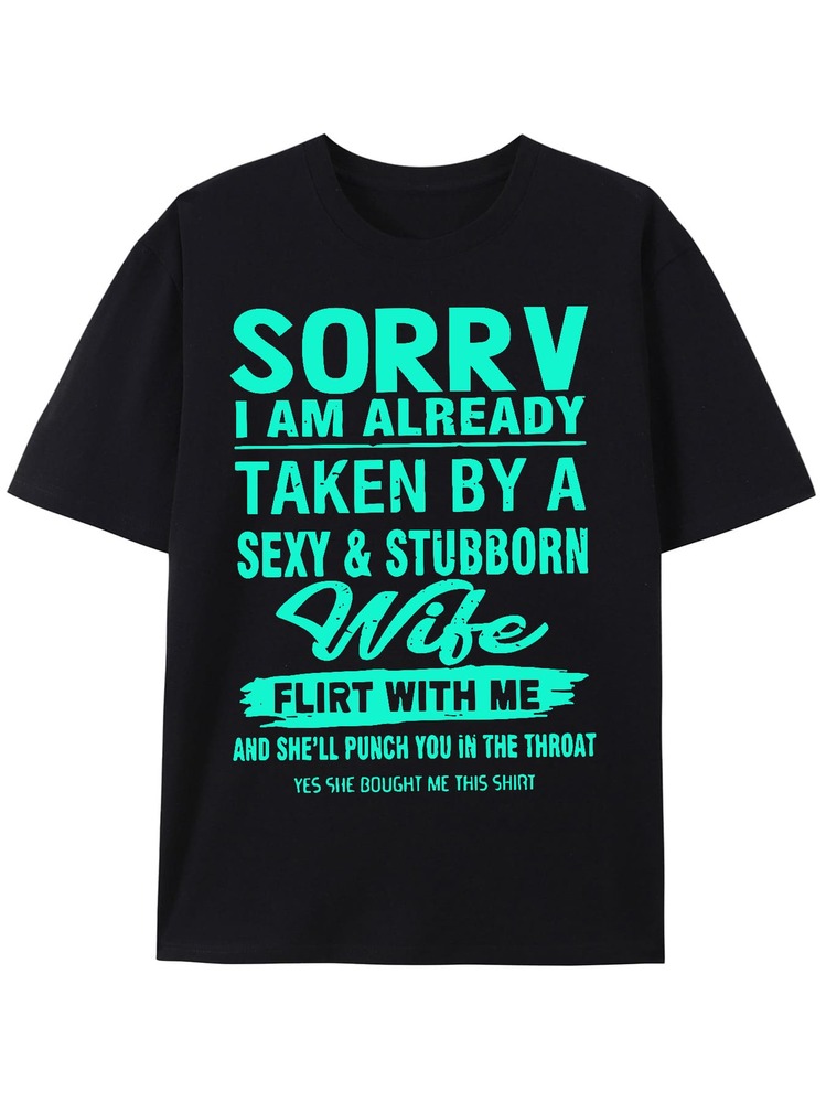 Men's T-Shirt With A Fun Design - Lightweight And Quick-Drying, Round Neck, Comfortable And Easy To Wear, One Size Fits Most, Loose And Comfortable. - 黑色 - 查看 1