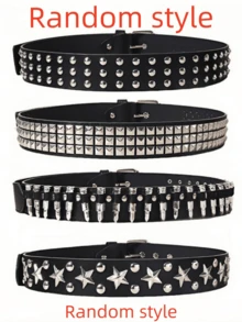 1 chiếc thắt lưng nữ kiểu Gothic Punk Rock đính đinh tán, phong cách thường ngày, dùng cho quần jeans. - Nhiều màu - Xem 13