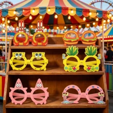 SpongeBob SquarePants Juego de 12 piezas de gafas de papel cuadradas para fiesta, accesorios de fotos con pulpo lindo y dibujos animados, accesorios de máscara de gafas de disfraz de cumpleaños, regreso a la escuela, decoración de fiesta de Halloween y Navidad, regalos - Multicolor - Ver 3