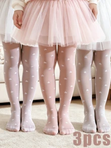 3 đôi quần tất họa tiết ngôi sao cho bé gái, legging mỏng, co giãn tốt, thoáng khí, tất múa cho trẻ em, đa năng cho mùa xuân và mùa thu. - Nhiều màu - Xem 1