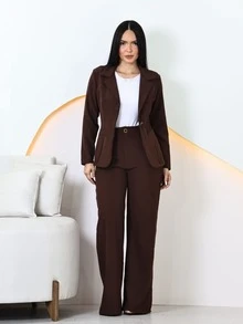 Tailored Formal Suit: Blazer And Trousers - 咖啡棕 - 查看 3