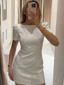 DEEKA Spring/Summer New Arrival Women's Fashion Pleated Pocket Mini Dress, European And American Style Elegant - White 1 - View 3