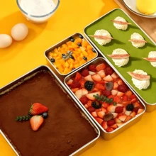 Vassoio rettangolare multifunzionale per torte, con divisori rimovibili, adatto per tiramisù morbido, cheesecake e mousse, caramelle, gelatine, budini, ottimo per la Festa del Papà, laurea, feste di compleanno, strumento da forno per le vacanze, accessorio da cucina, stampo per torte, giardino, panetteria, decorazione per la casa, essenziale per il picnic, stile casuale spedito - Multicolore - Visualizzare 8
