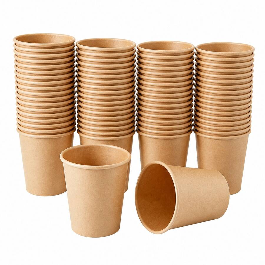 棕色咖啡纸杯套装 - 派对用品，适用于生日、婚礼、节日、万圣节、圣诞节、新年等各种场合，耐用饮料杯，带有装饰图案 - 彩色 - 查看 1