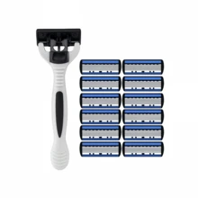 2 Razor Holders + 36 Blades, 6-Layer Manual Razor, Unisex, Stainless Steel Replaceable 6-Layer Blade Shaving Tool - Grey - View 14