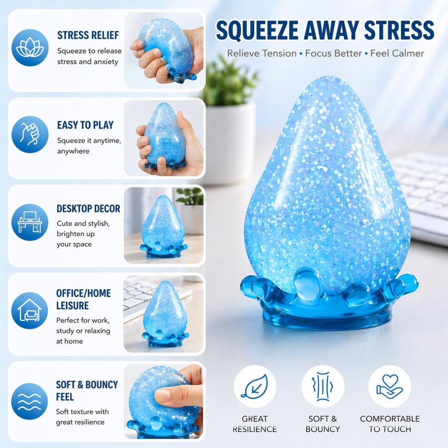 Đồ chơi bóp mềm hình khối xoáy giọt nước, tinh tế, tạo hiệu ứng không khí, làm từ mạch nha và đường, giúp giảm căng thẳng, lo âu, đồ chơi giảm stress. - Nhiều màu - Xem 1