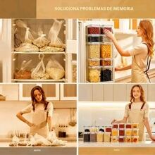 contenedoreshermeticos para alimentos con etiquetaspara fideos, harina, azucar, arroz, cereales,nueces y granos de cafe, mantenga sucocina organizada y fresca - Übersicht 4