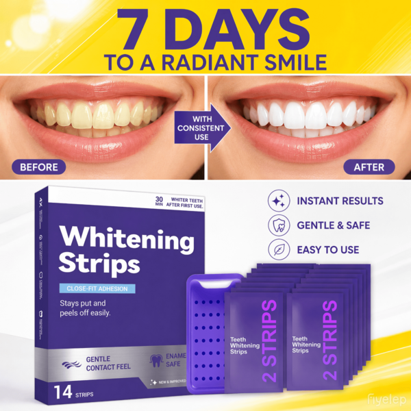 Gentle Daily Purple Teeth Whitening Strips – Enamel-Friendly, No Peroxide Formula For Sensitive Teeth, Reduce Surface Coffee & Tea Stains, Portable Teeth Care For Home & Travel