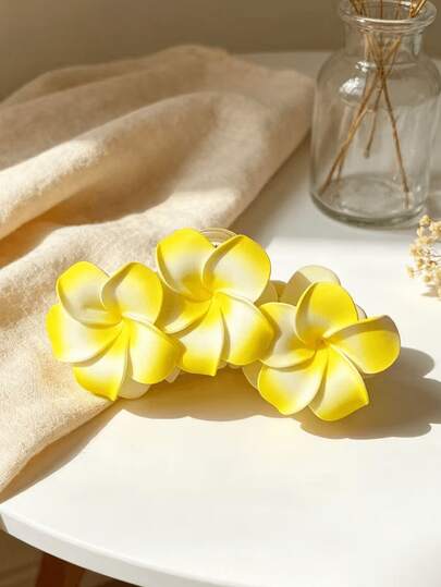 1 Set Of 6 Plumeria Flower Hair Clips For Women, Sweet & Cute, Elegant Flower Hair Clips, Bun Hairstyle Accessories, Suitable For Daily Outfits, Easy To Carry, Can Be Worn For Beach Photos, Holidays And Parties, Valentine's Day