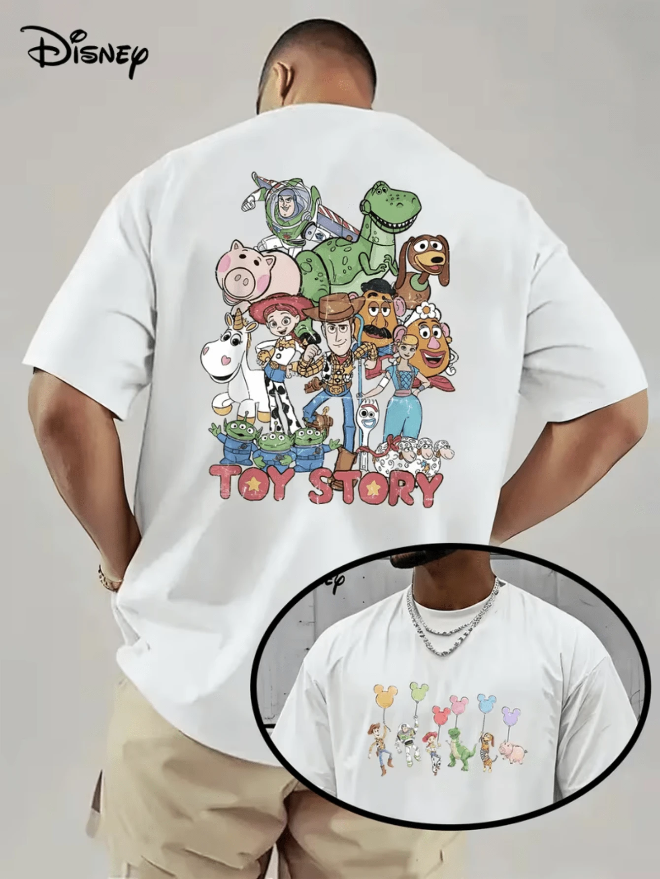 (Disney Licensed)Disney Toy Story Men's T-Shirt, Toy Story Characters Group Graphic Tee, Oversized Crew Neck Short Sleeve Casual Streetwear T-Shirt, Woody, Buzz, Rex, Hamm, Slinky Dog Group Photo Print Men's Summer Top, Disney Officially Authorized Men's Short-Sleeved T-Shirts, Mens Clothes, Men, Ropa De Hombre, Summer Clothes, Men Shirts, Graphic Tees, Disney Outfits Men, Graphic Tees, Camisetas Para Hombre, Camisas Para Hombre, Summer Outfits For Men, Father's Day Gift, Perfect Gift For Family And Friends, Which Are Necessary For Birthday Parties, Disney Shirts, Mens Clothes, Summer Clothes, Officially Licensed Disney T-Shirts, Disney Men's And Women's Spring/Summer Fashion Casual Short-Sleeve T-Shirts - trắng - Xem 1
