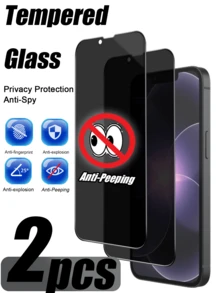 2pcs Anti-Spy Tempered Glass Screen Protector, High Definition, Anti-Scratch, Smooth Touch, Fingerprint & Water Resistant, Easy Installation With Bubble-Free Adhesion, Smartphone Accessories - Black - View 34